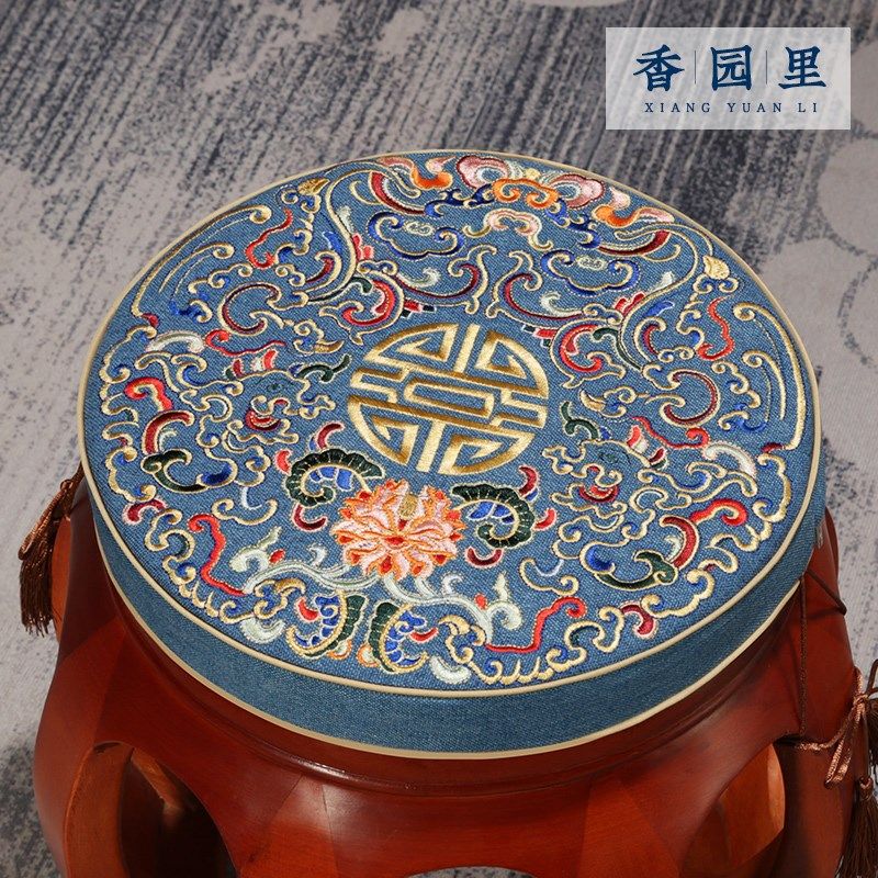 圆形坐垫红木垫实木小圆垫鼓凳藤椅餐椅垫防滑垫