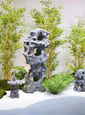 仿真绿植软假山流水喷泉新庭院假山竹子饰造景