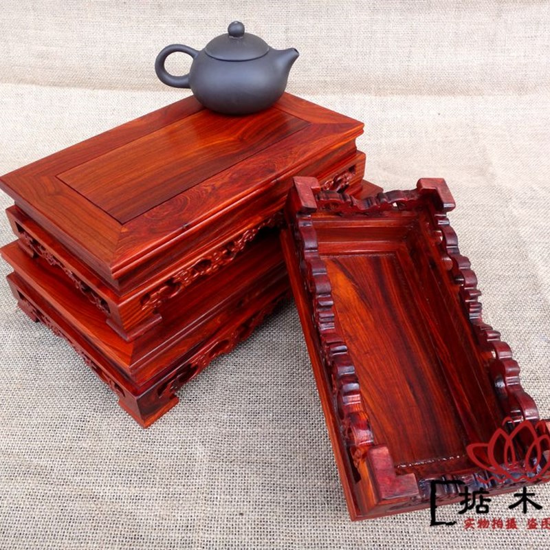 红檀木方台正方形奇石底座玉器印章盆紫砂壶底座架工艺品
