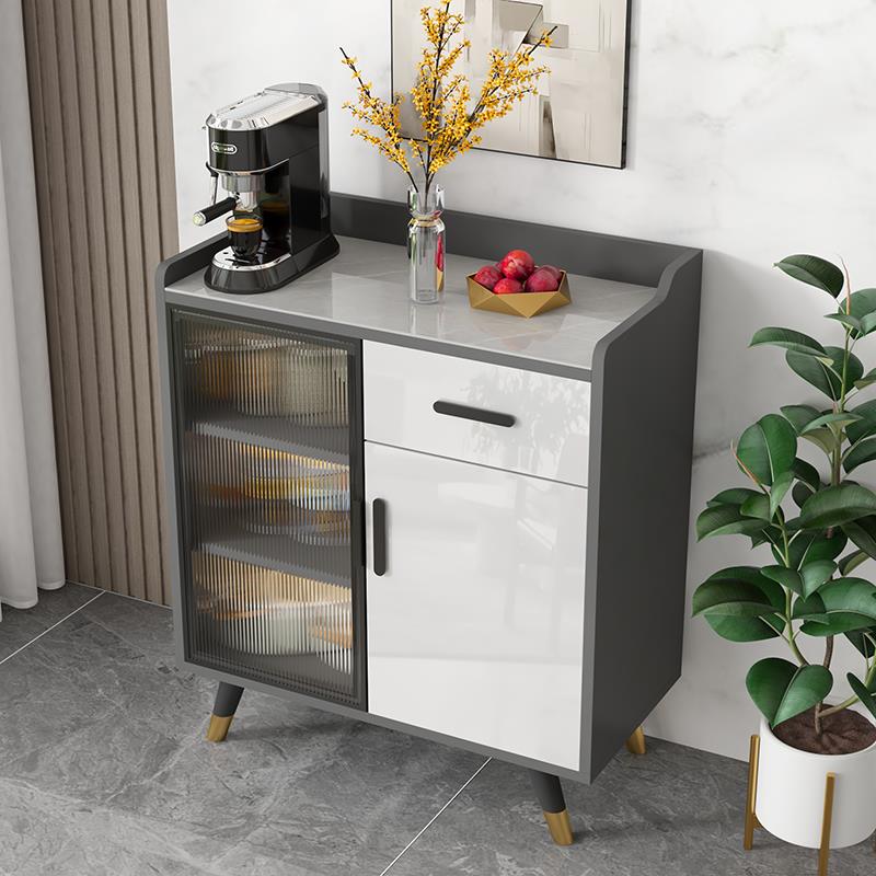 岩板餐边柜现代简约客厅小户型储物收纳玻璃门实木餐厅玄关茶水柜