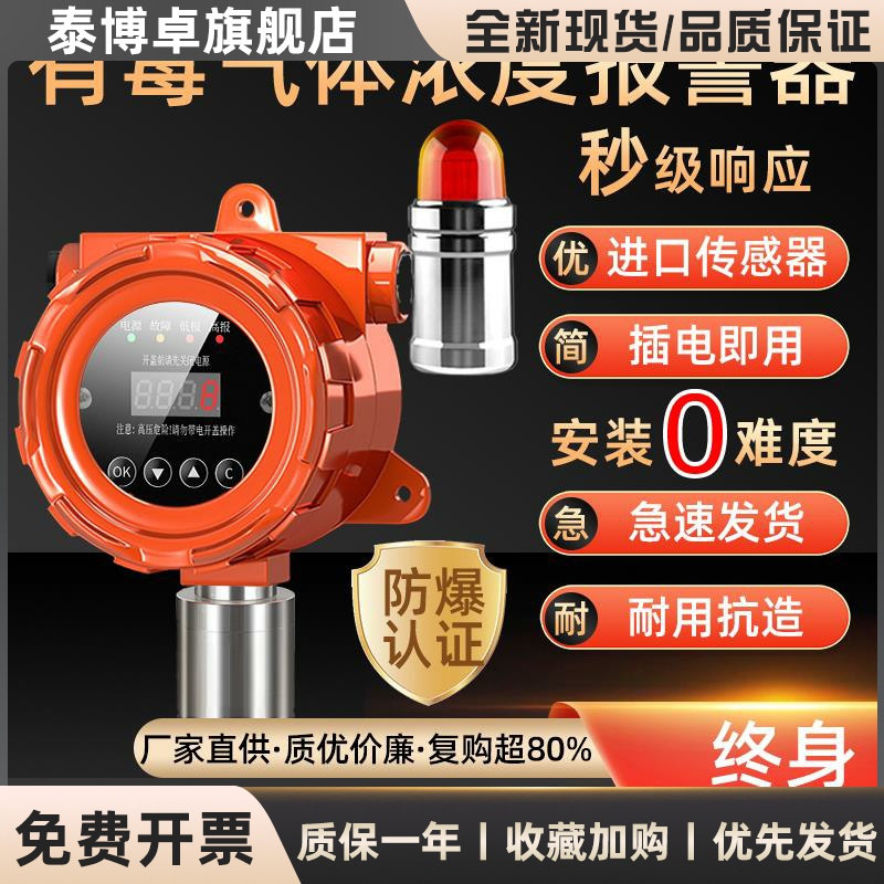 可燃气体警报器独立式氧气氢气泄漏探测硫化氢乙醇油漆浓度检测仪