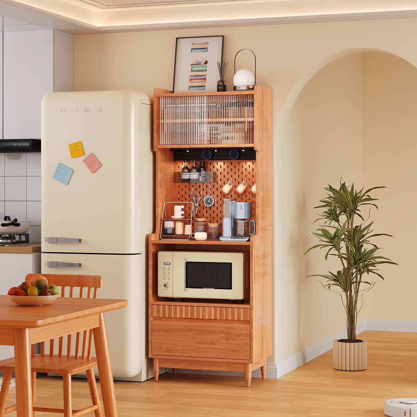 实木餐边柜靠墙一体储物柜水吧台小户型客厅边柜家用咖啡茶水柜