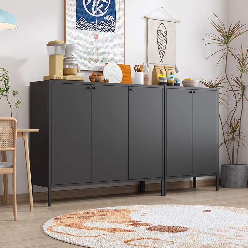 北欧超薄家用玻璃餐边柜厨房碗柜置物架客厅铁艺收纳储物轻奢酒柜