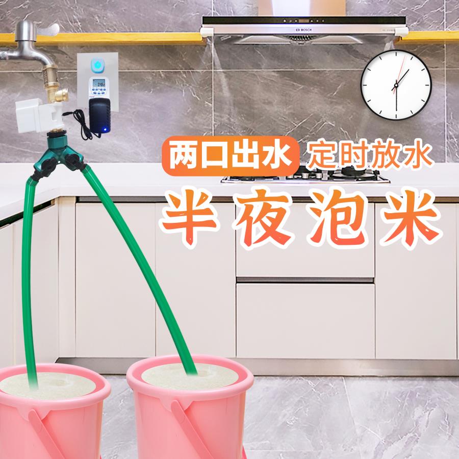 自动定时电控水阀双口放水龙头 智能浇花灌溉控制器农悦泡黄豆加
