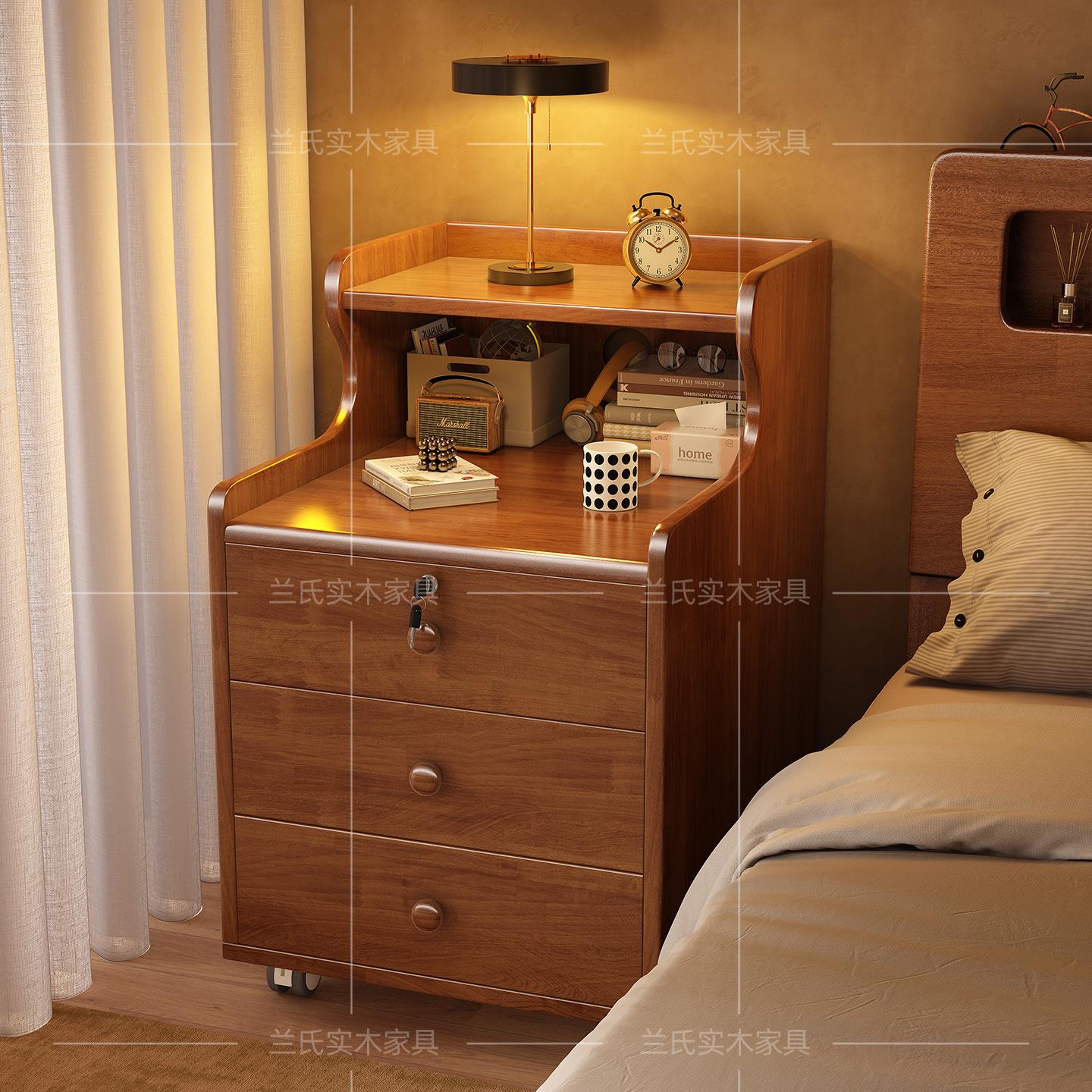 实木床头柜家用卧室2025新款简约现代储物柜床边柜子可移动置物架
