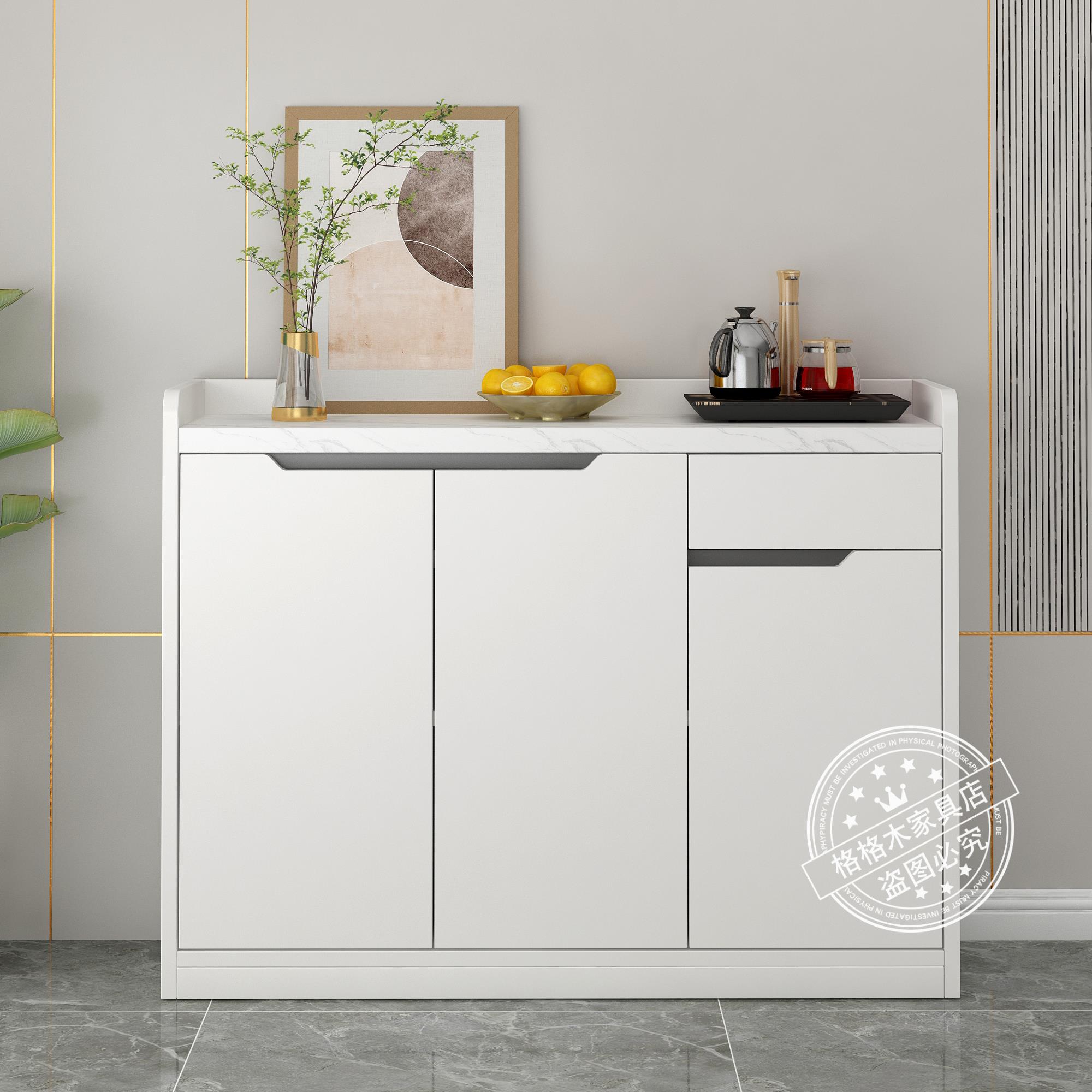 简约现代大理石实木餐边柜家用客厅橱柜小户型靠墙玄关茶水柜碗柜