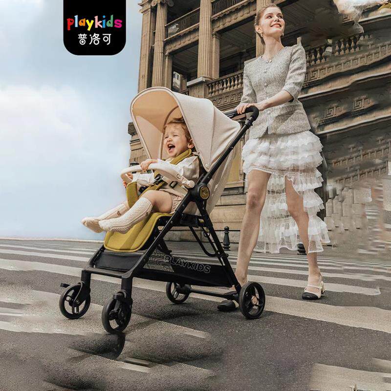 婴儿推车轻便四轮折叠儿童新生双向可坐躺playkidsK5春夏遛娃神器