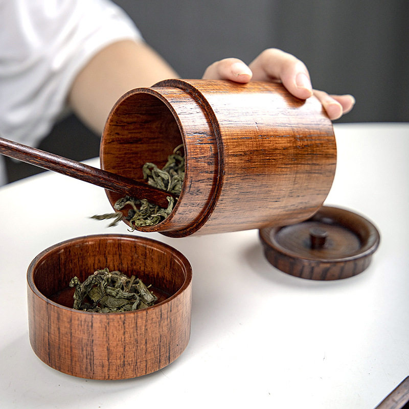 出口茶叶罐大漆实木手工盒旅行层密封密封普洱茶存储