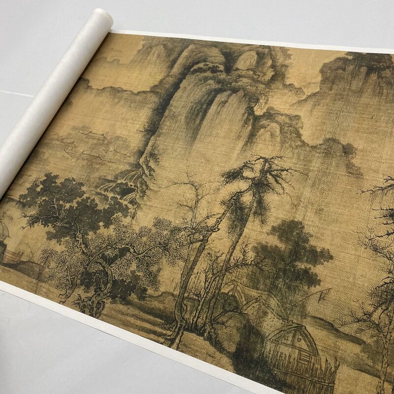 :宋王诜溪山秋霁图山水长卷国画艺术微喷古代名画复制品装饰画