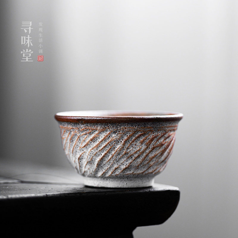 岩矿婔红志野烧茶盏手工杯单杯李辉熠品茗茶杯粗陶茶具