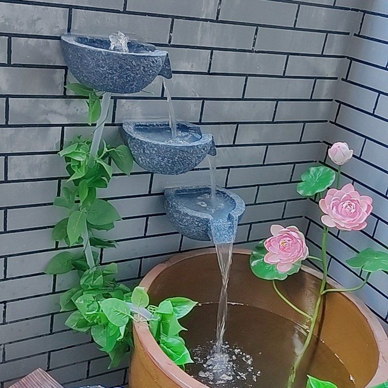 水幕墙流水墙树脂挂墙流水盆平口罐循环流水景观造景