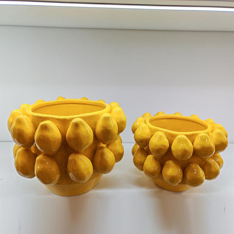 陶瓷水果摆件 柠檬摆件 花瓶花插 装饰 家居工艺品