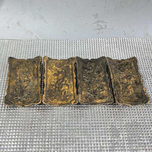 古玩仿古做旧梅兰菊竹毛笔枕一套摆件工艺品