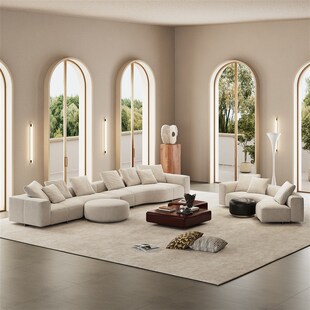 意式极简2025新款伊夫沙发墅大平层沙发客厅布艺皮艺组合直排沙发