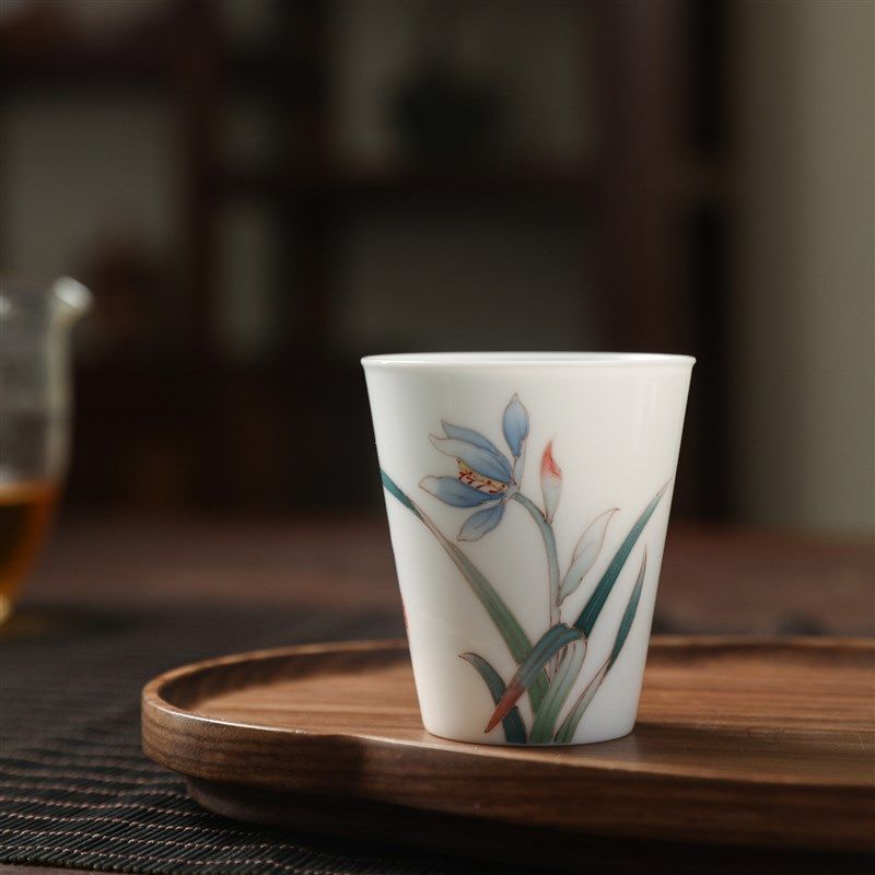 醴陵釉下五彩品茗杯功夫茶杯温瓷端闻香杯白玉瓷兰