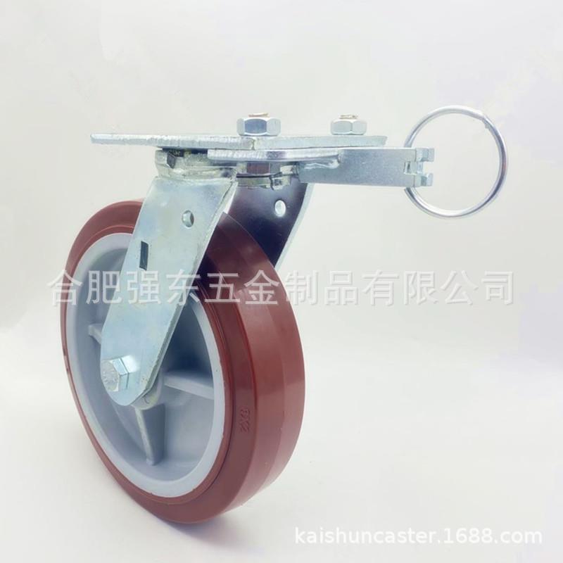 方向锁脚轮4寸5寸6寸8寸聚氨酯四点90度定位万向轮划线机刹车轮子