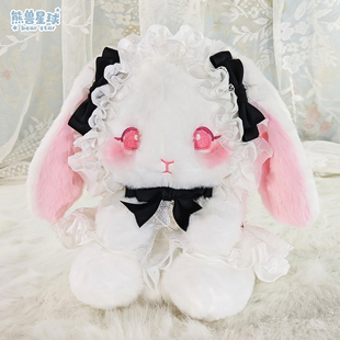 熊兽星球 黑色手作玩偶包Lolita斜跨双肩手提蝴蝶结 莓莓兔玩偶包