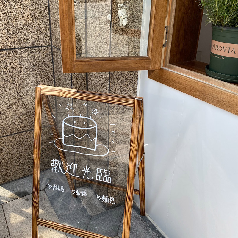 宣传展示架木质广告店铺镜面镜子展示立体式