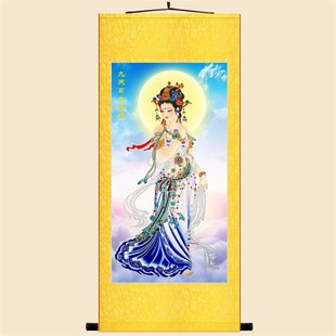 九天玄女娘娘神像画 神话物画像 绢布卷轴挂画装饰画水陆画