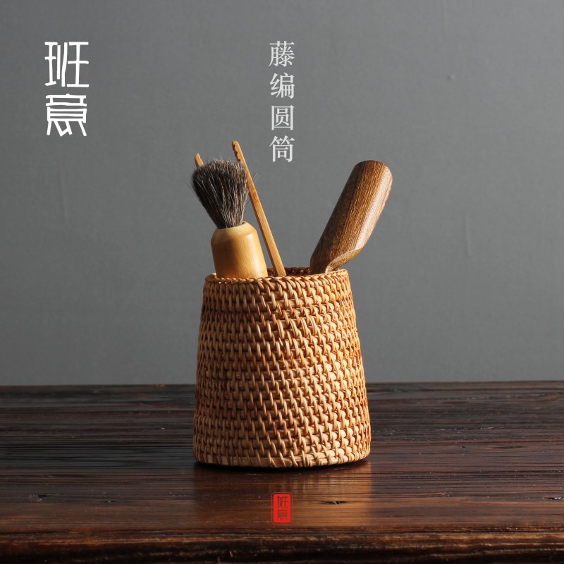藤编茶艺茶道六君子竹茶具越南秋藤茶筒