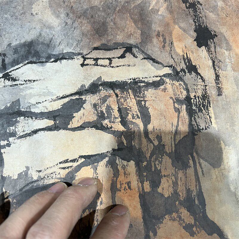 张大千 深山幽居图 名家真迹横幅国画艺术微喷复制客厅装饰画临摹