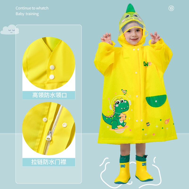 儿童雨衣女童恐龙宝宝幼儿园拉链雨靴上学