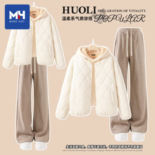 唐狮集团棉服女2025新款秋冬穿搭一整套小个子夹棉厚外套宽松套装