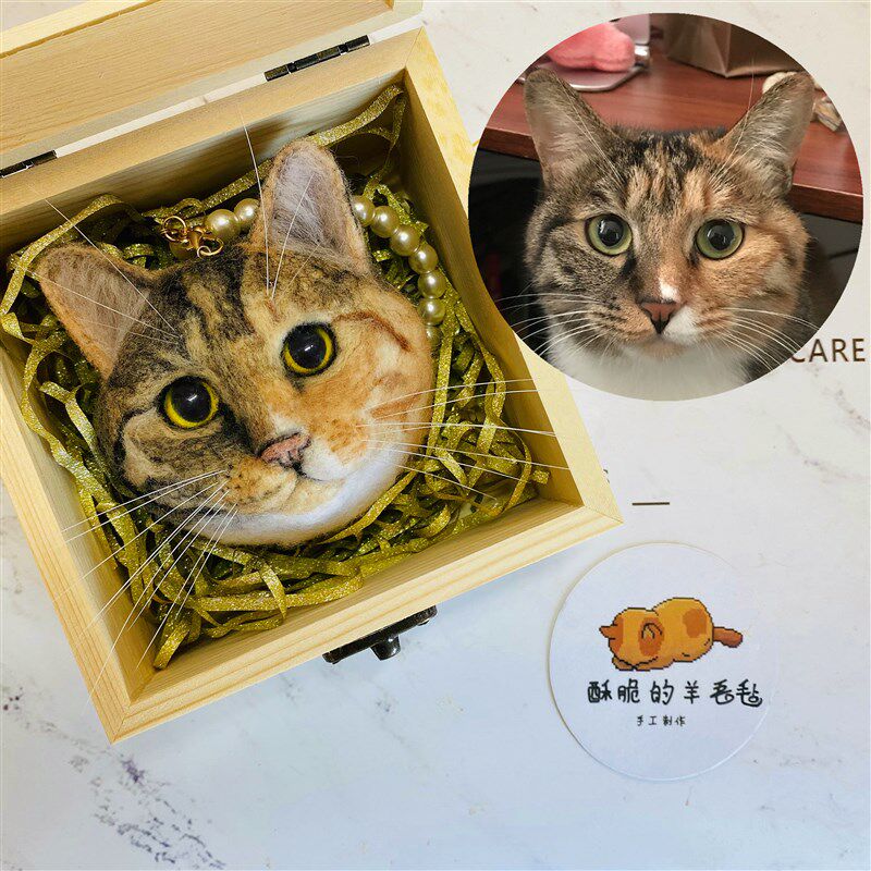 羊毛毡猫咪狗宠物头像玩偶做戳戳乐仿真针扎娃娃成品挂件