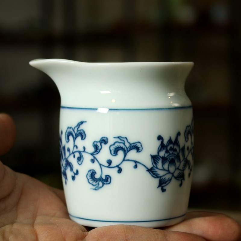 亦紫陶功夫茶具 茶 手工手绘青瓷公道杯 分茶器 直身茶
