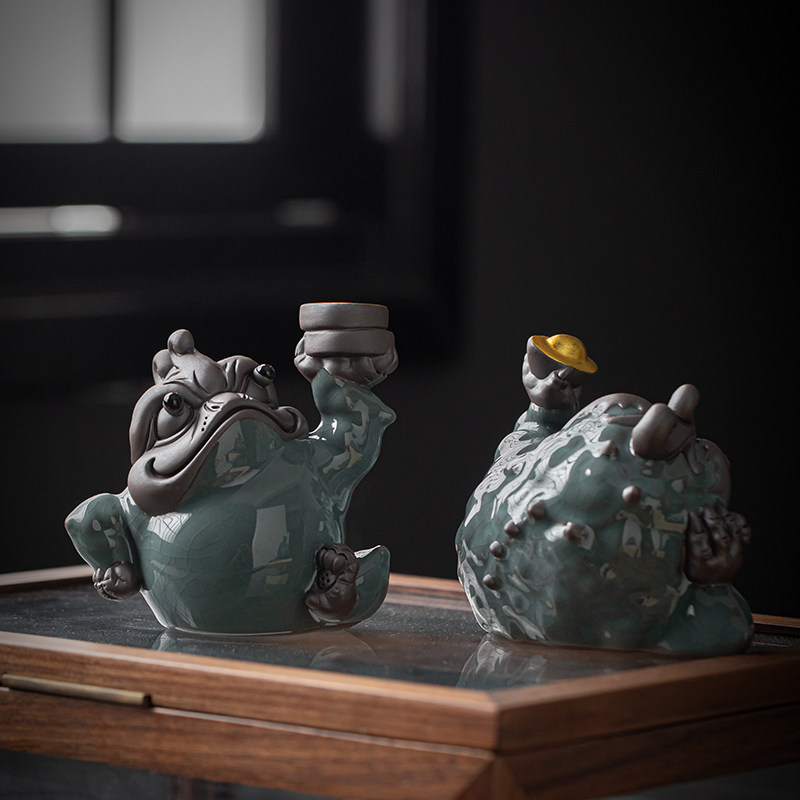 久造大号招财金蟾紫砂茶宠养足蟾蜍居办公桌饰品