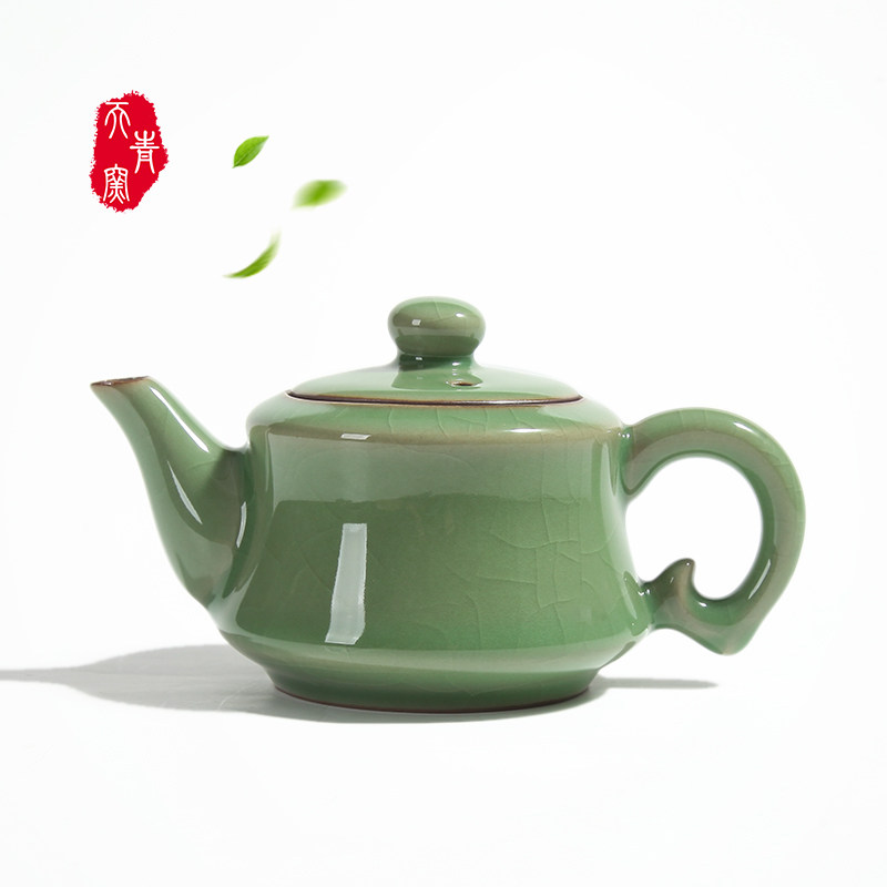 龙泉青瓷功夫茶具单壶西施壶茶壶哥窑冰裂大号手工泡茶壶