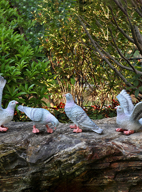 园微景观树脂仿真白鸽子别墅房顶草坪美陈动物摆设装饰小品