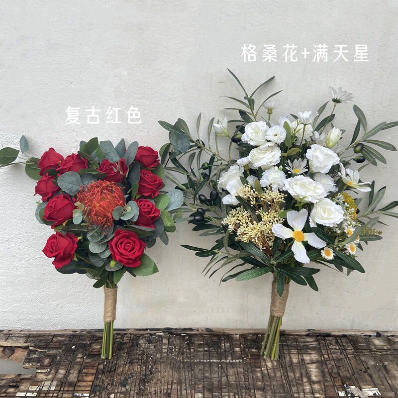 领证手捧影楼旅拍摄影韩式仿真新娘手捧婚纱拍照道具手工束