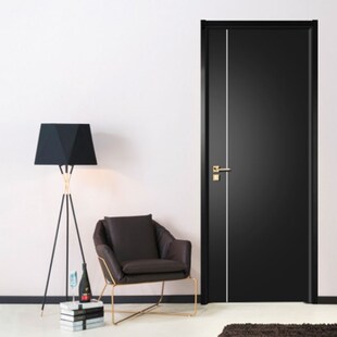 实木复合烤漆门卧室门装门室内门实木免漆门书房厨卫纯黑色木门