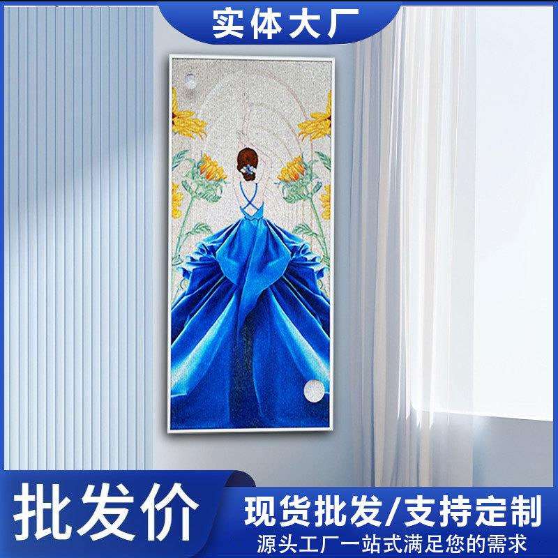 满钻水晶玻璃钻石画带框玄关竖版装饰画客厅壁画轻奢高档挂画厂家