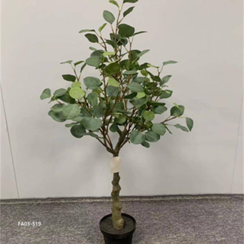 仿真发财树金钱树尤加利树盆栽马醉木树绿植塑料假树摆件北欧装饰