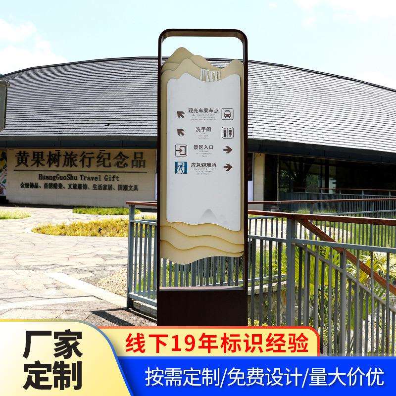 黄果树大瀑布景区户外浮雕工艺不锈钢烤漆焊接指示牌道路指引导牌