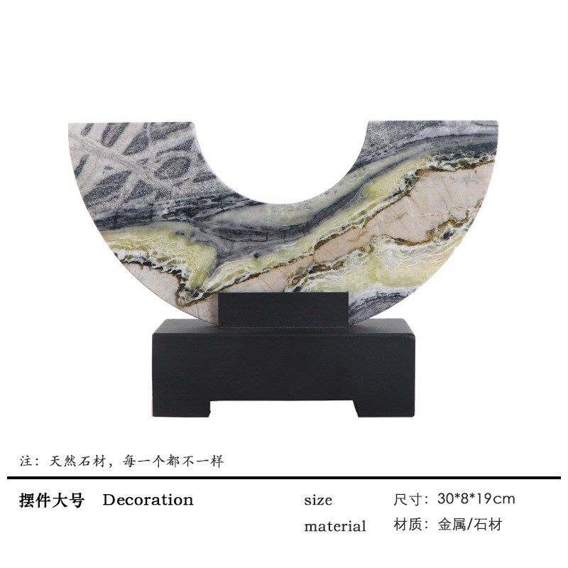 新中式大理石几何摆件样板间展示柜装饰品茶室办公室壁龛酒柜软装