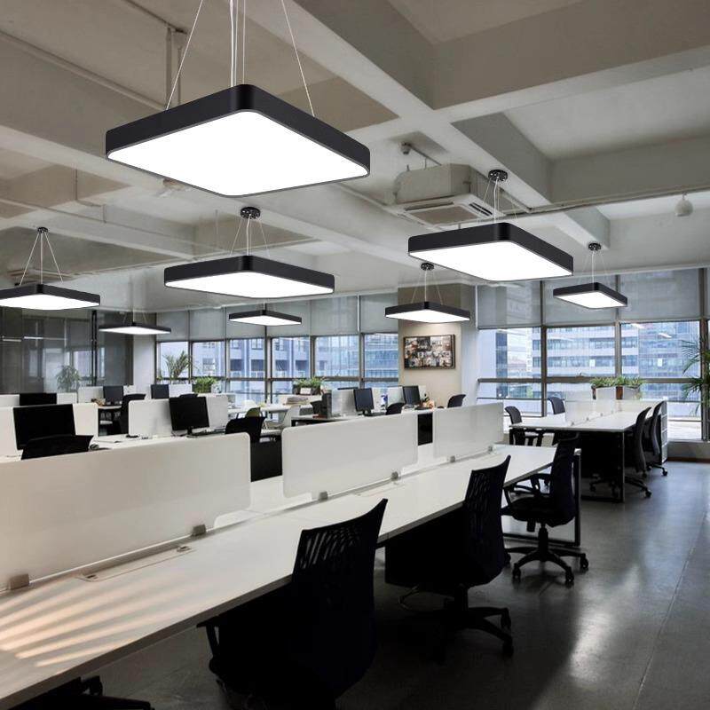 现代简约led吊灯正方形工作室办公室照明灯具商场超市店铺吊线灯