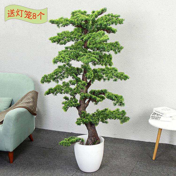 假树罗汉松树塑料花盆栽植物摆件仿真迎客松盆景摆件花艺室内装饰