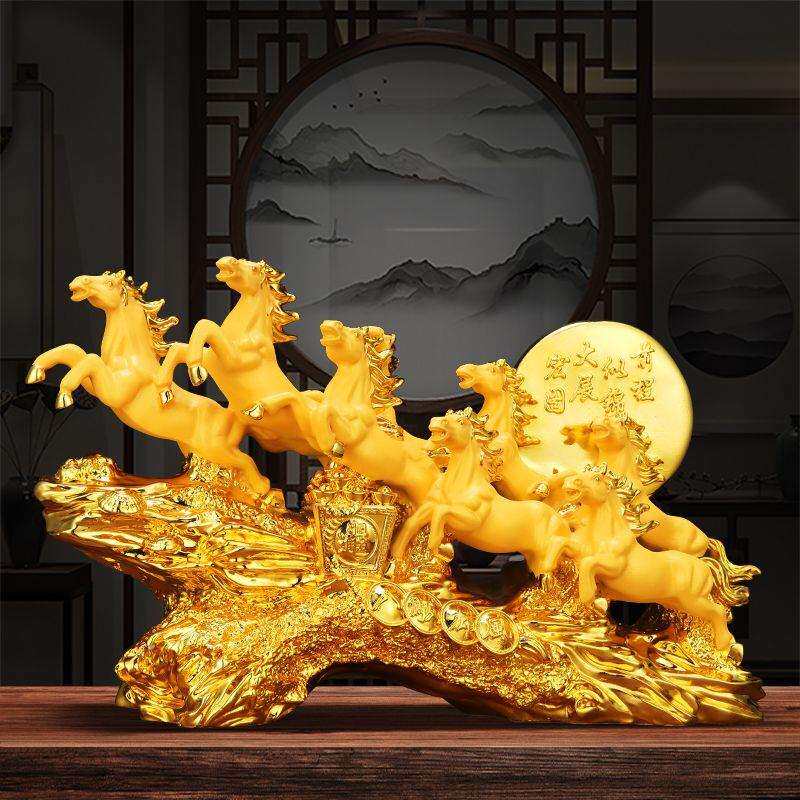 金八骏马摆件八骏雄风 开业商务摆件客厅酒柜电视柜玄关摆件