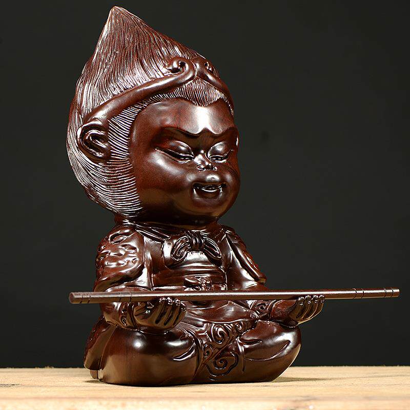 黑檀木雕齐天大圣孙悟空摆件十二生肖猴子实木古摆件家居手工艺品