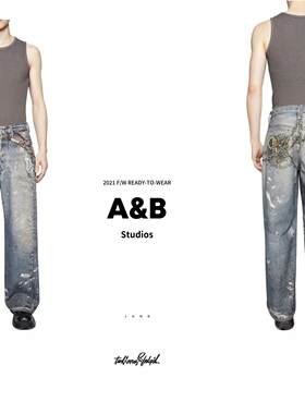 A&B Studios AC家平替1981M错视喷墨baggy3D印花画低腰宽松牛仔裤