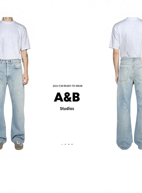 A&B Studios SS25 2021M A家平替涂绘阔腿中腰宽松牛仔裤男女同款
