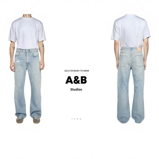 Studios 男女同款 SS25 A家平替涂绘阔腿中腰宽松牛仔裤 2021M A&B