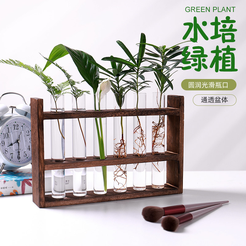 水培试管木质瓶水养绿植插容器木架饰架