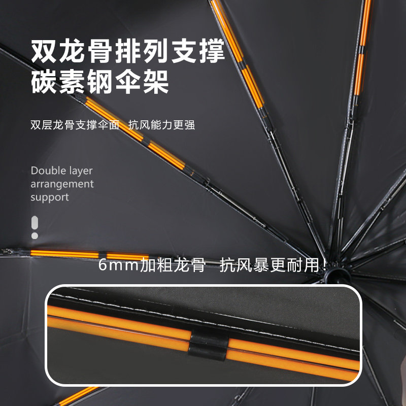 全自动伞骨超大骨纤维便携黑胶雨伞端广告伞