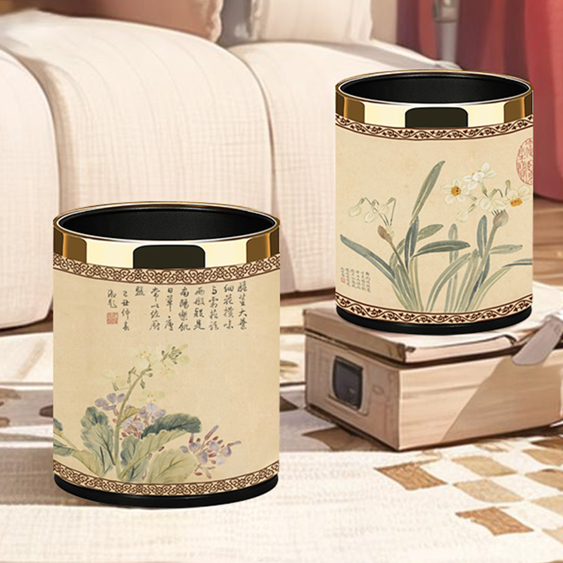 轻奢高档中式垃圾桶高颜值大容量新款家用客厅卧室厨房卫生间厕所