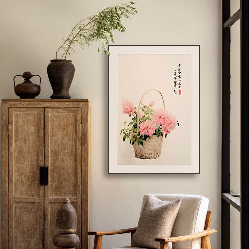 文艺小新卉装饰画牡丹绣球挂画家居装饰咖啡馆奶茶店壁画