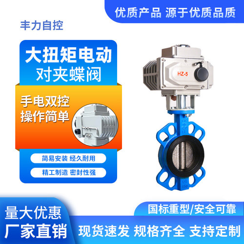 电动对夹式蝶阀D971X-16Q软密封四氟304不锈钢球墨铸铁220V调节阀